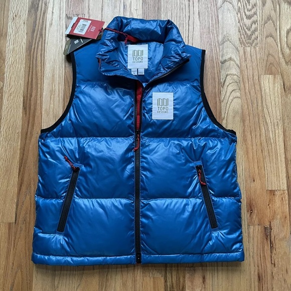 Topo Designs Jackets \u0026 Coats | Nwt Women's Topo Designs Blue Big Down PrimaLoft Puffer Puffy Vest Jacket Sz L | Color: Blue | Size: L | Caseyq26's